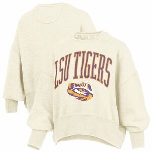 LSU Tigers Pressbox Women's Oversized Waist-Length Crewneck Sweatshirt-Neutral